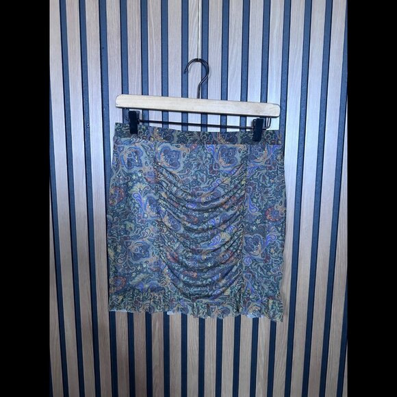 Free People Dresses & Skirts - Free People Skirt Medium Multicolor Rouched Psychedelic Abstract Mini Stretch